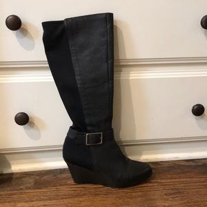 Calvin Klein black wedge boots